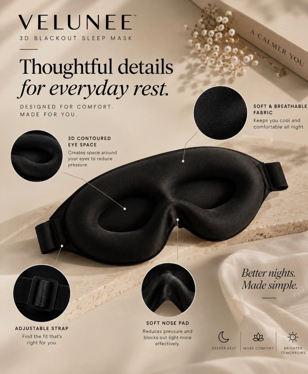 3D Blackout sleep mask